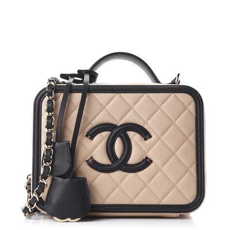 chanel beige train vanity caviar cosmetic|CHANEL Caviar CC Vanity Cosmetic Case Black.